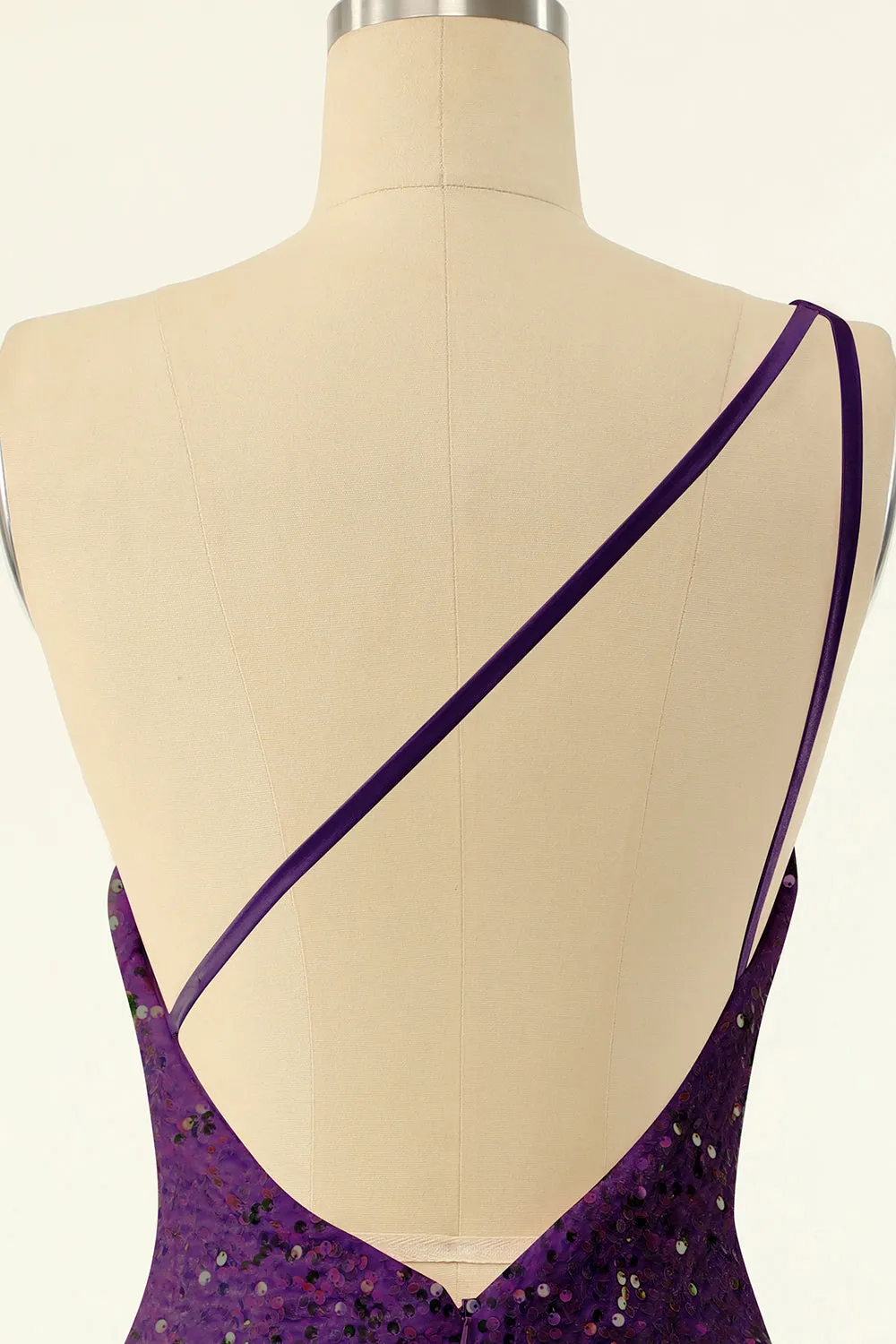 Purple One Shoulder Sequins Homecoming Dress sold by Zapaka product image thumbnail 5