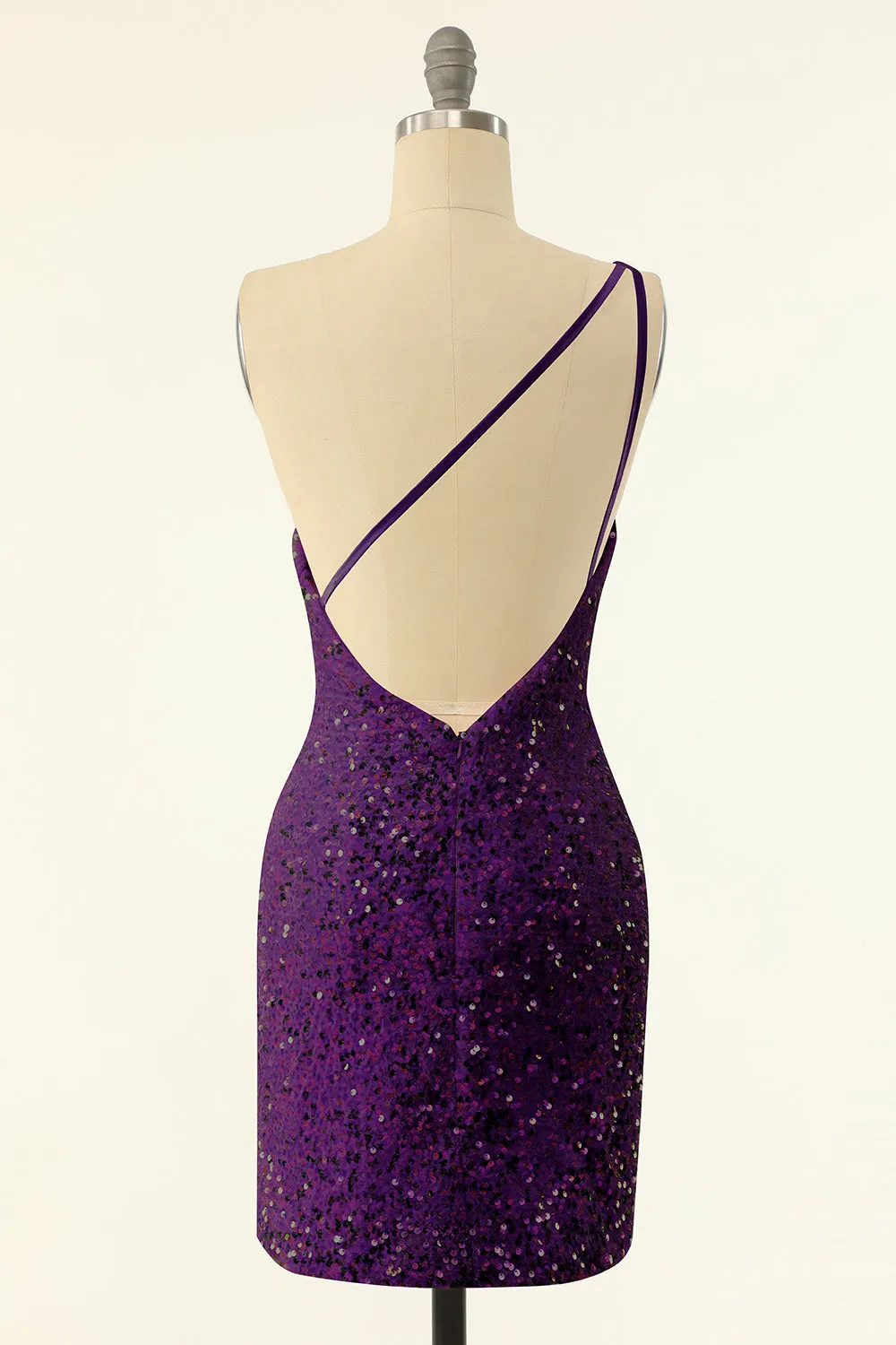 Purple One Shoulder Sequins Homecoming Dress sold by Zapaka product image thumbnail 2