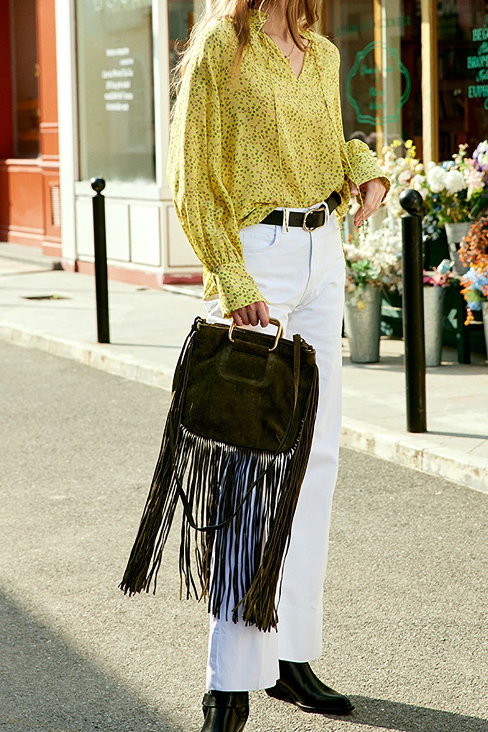 Yellow Floral Oversized Silk Women Blouse sold by Zapaka product image thumbnail 3