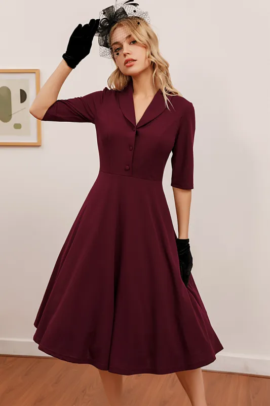 Burgundy Midi Vintage Dress sold by Zapaka