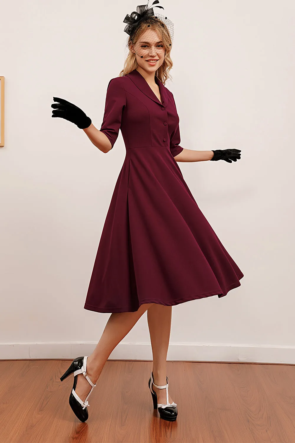 Burgundy Midi Vintage Dress sold by Zapaka product image thumbnail 5