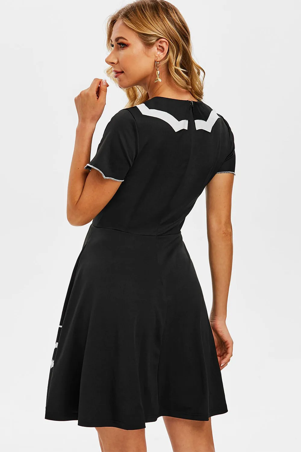 Black Bat Print Halloween Dress sold by Zapaka product image thumbnail 2