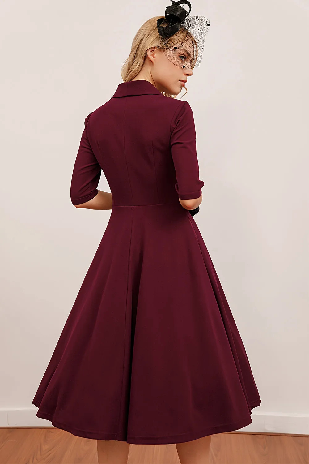 Burgundy Midi Vintage Dress sold by Zapaka product image thumbnail 2