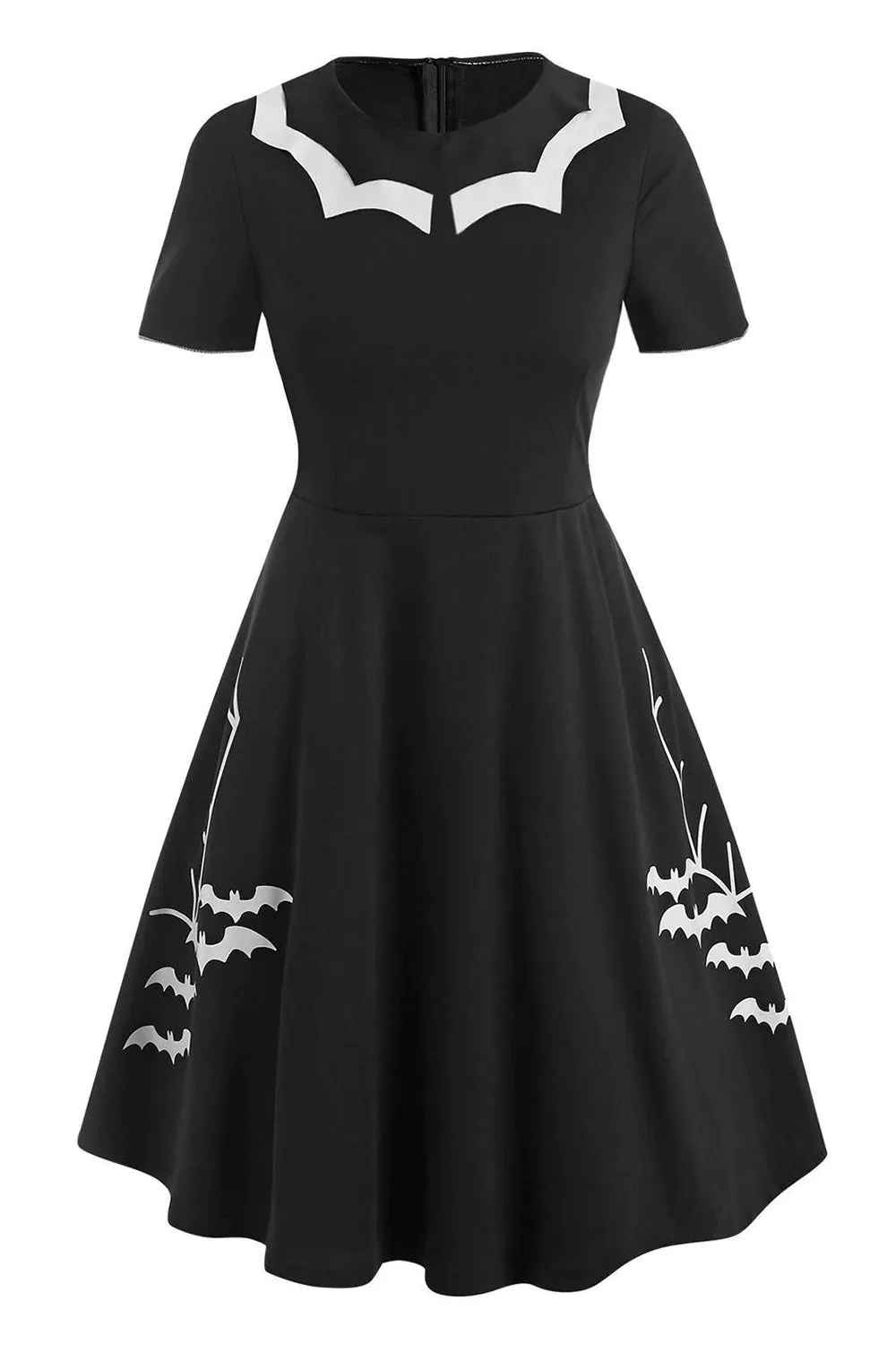Black Bat Print Halloween Dress sold by Zapaka product image thumbnail 4
