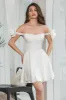 White A-Line Corset Short Simple Graduation Dress with Ruffles sold by Zapaka
