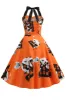 Orange Halter Halloween Vintage Dress sold by Zapaka