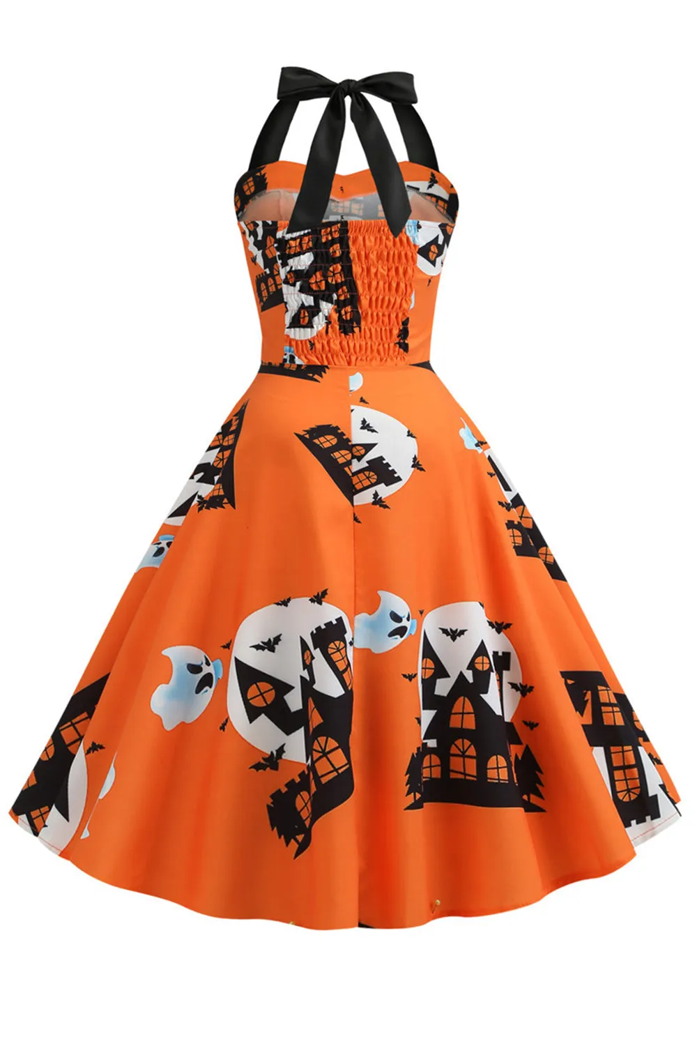 Orange Halter Halloween Vintage Dress sold by Zapaka product image thumbnail 2