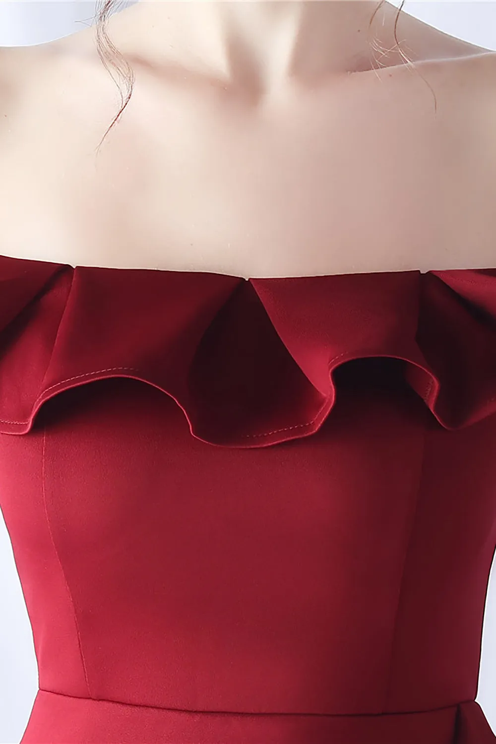 Burgundy Mermaid Off the Shoulder Long Formal Dress with Ruffles sold by Zapaka product image thumbnail 5
