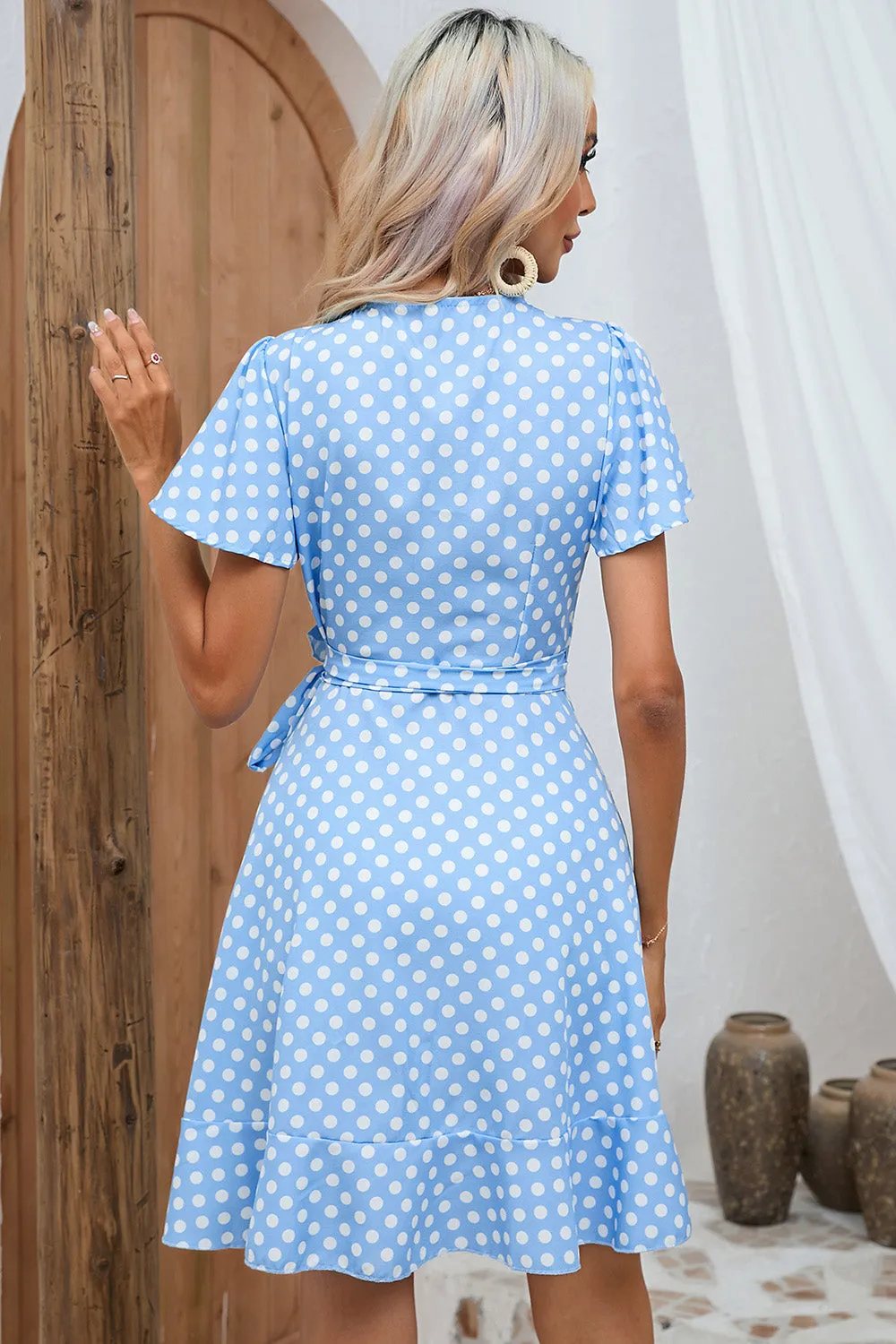 Blue Polka Dots Wrap Summer Dress sold by Zapaka product image thumbnail 2