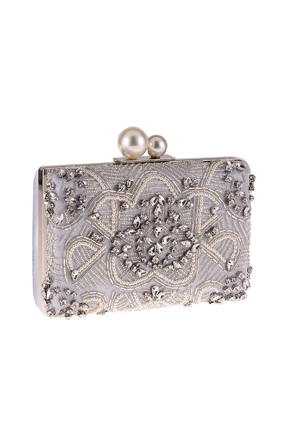 Grey Glitter Rhinestone Evening Clutch Bag sold by Zapaka