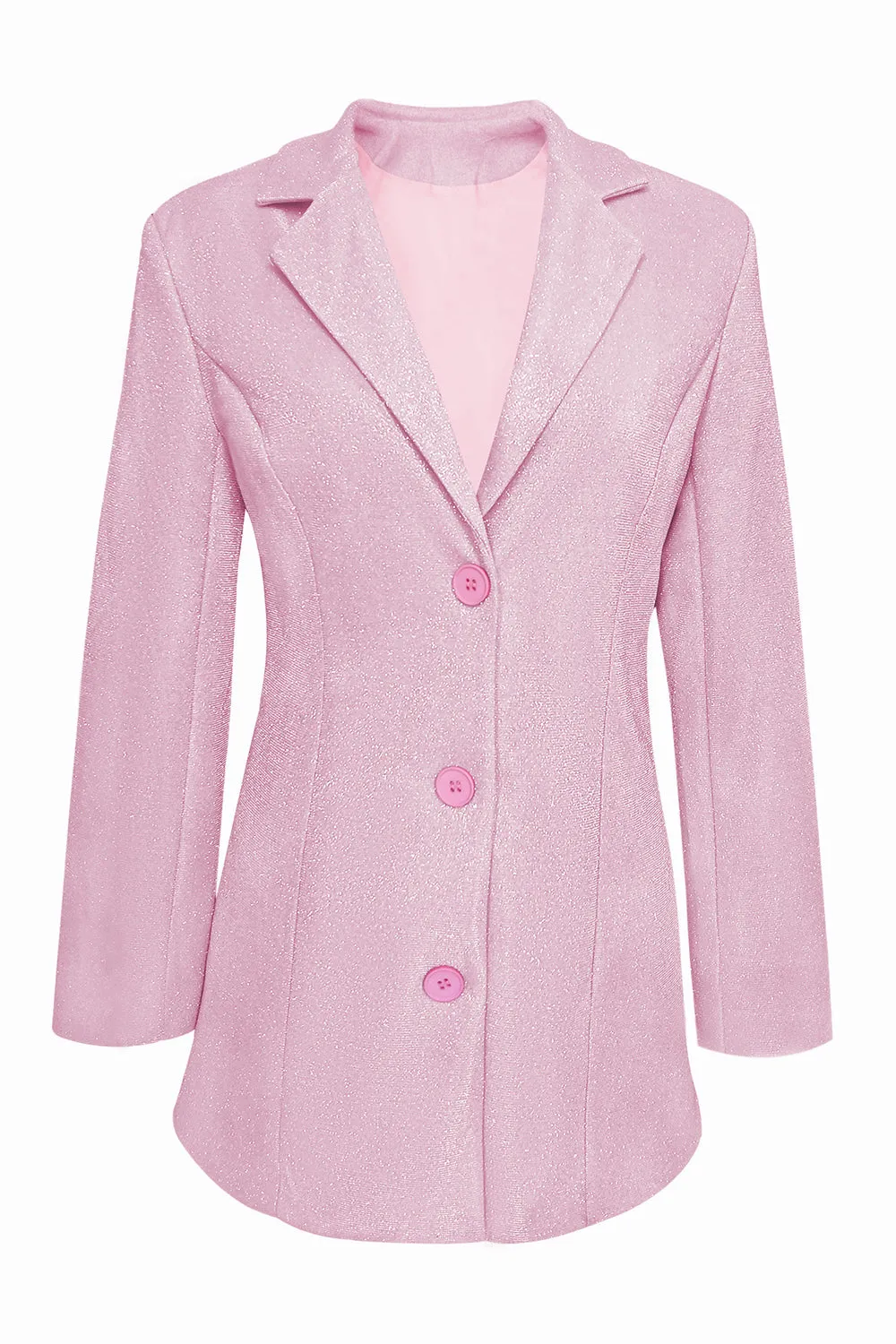 Glitter Pink Notched Lapel Women Blazer sold by Zapaka
