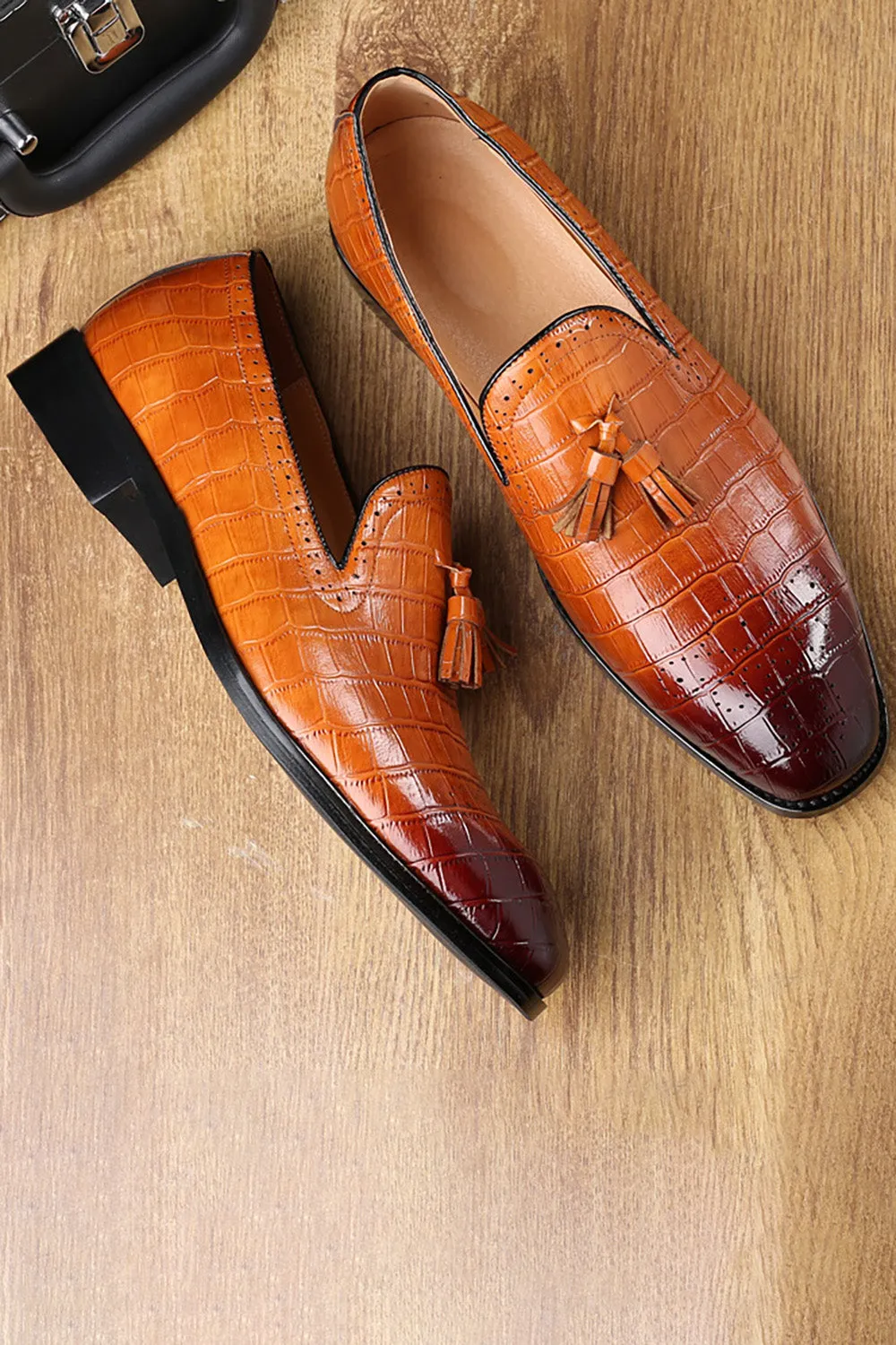 Black Slip-On Fringe Men's Party Shoes sold by Zapaka product image thumbnail 3