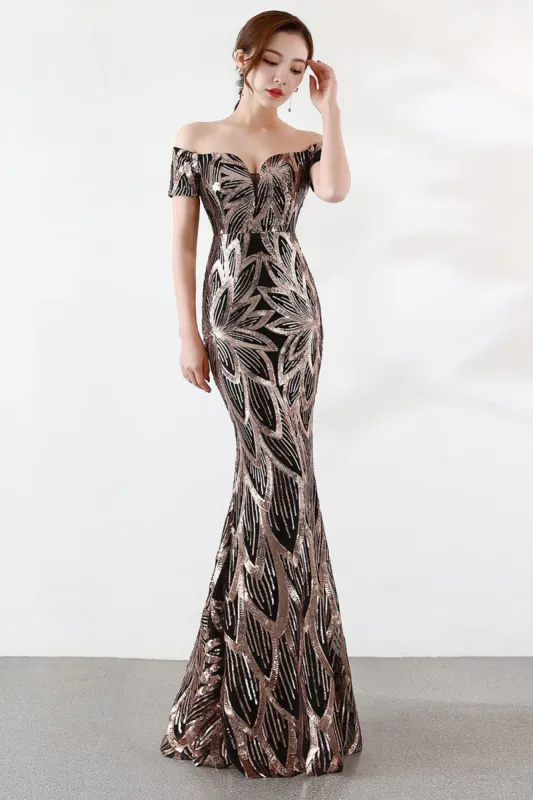 Black Off The Shoulder Mermaid Evening Dress sold by Zapaka