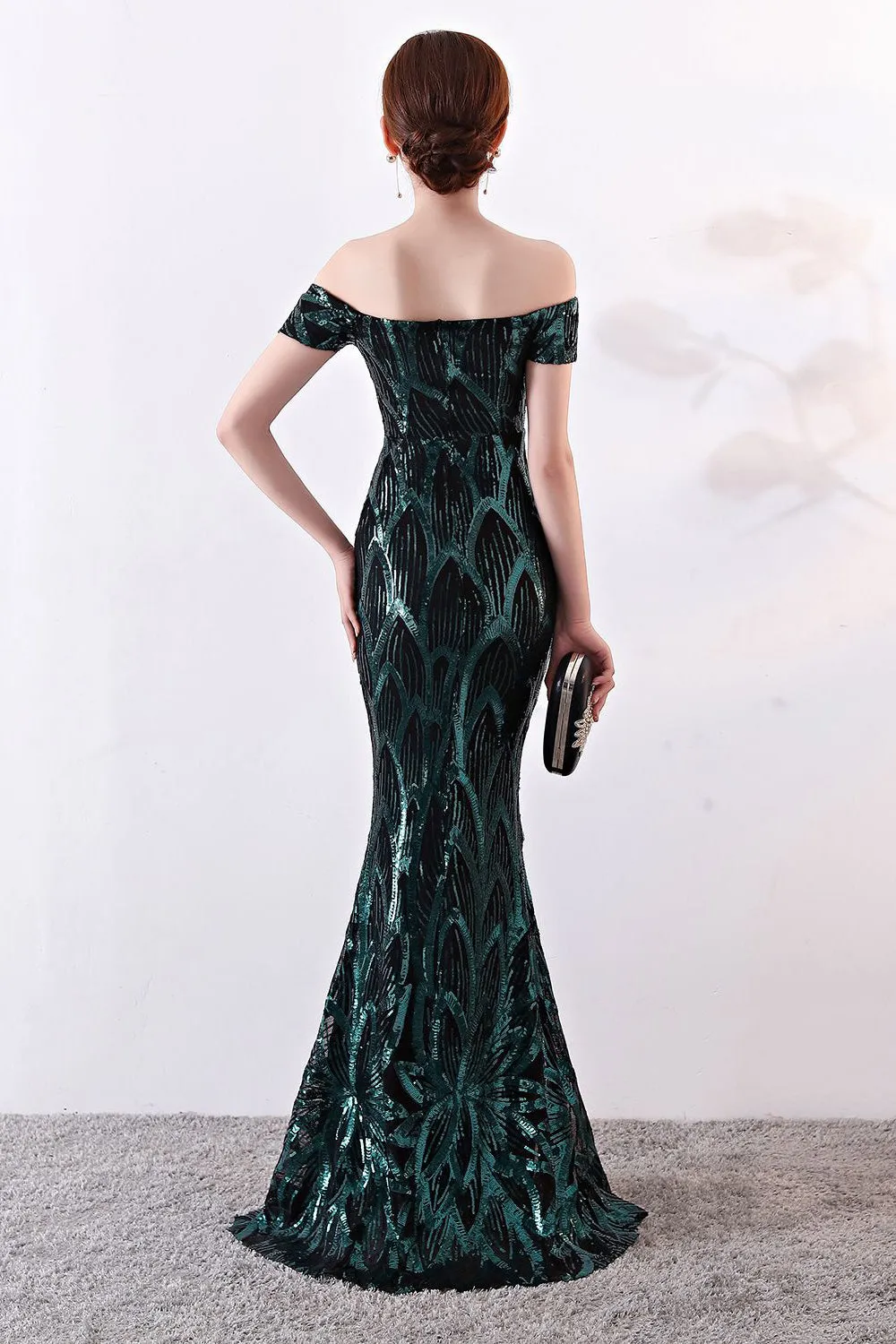 Black Off The Shoulder Mermaid Evening Dress sold by Zapaka product image thumbnail 5