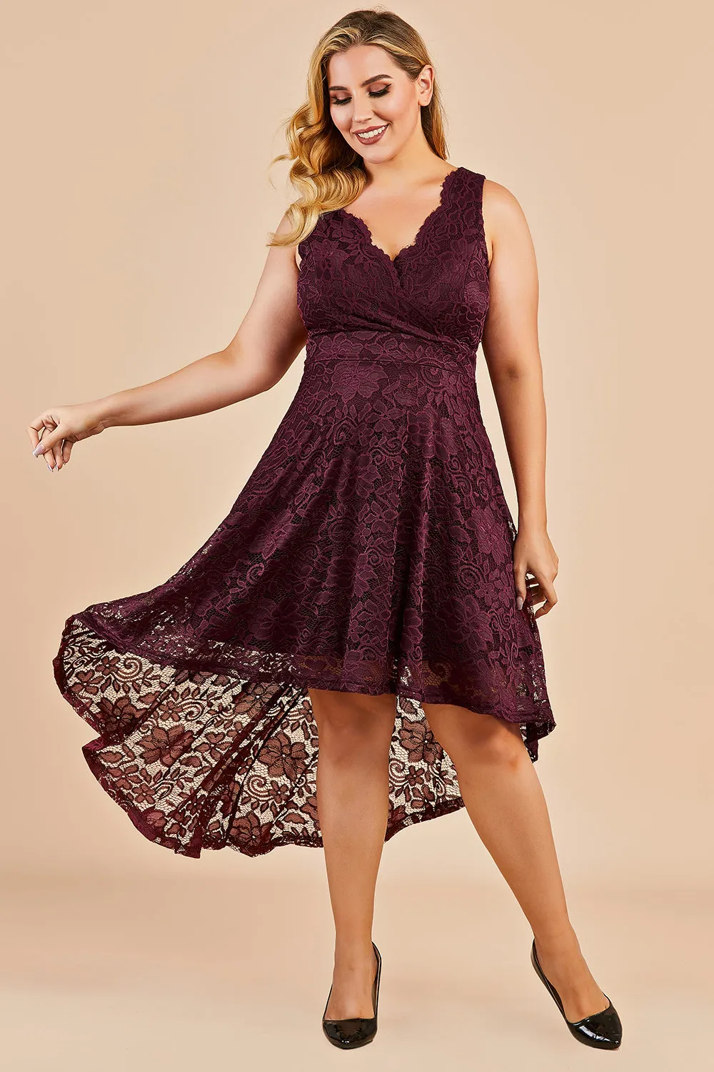 High Low Lace Plus Size Dress sold by Zapaka product image thumbnail 3