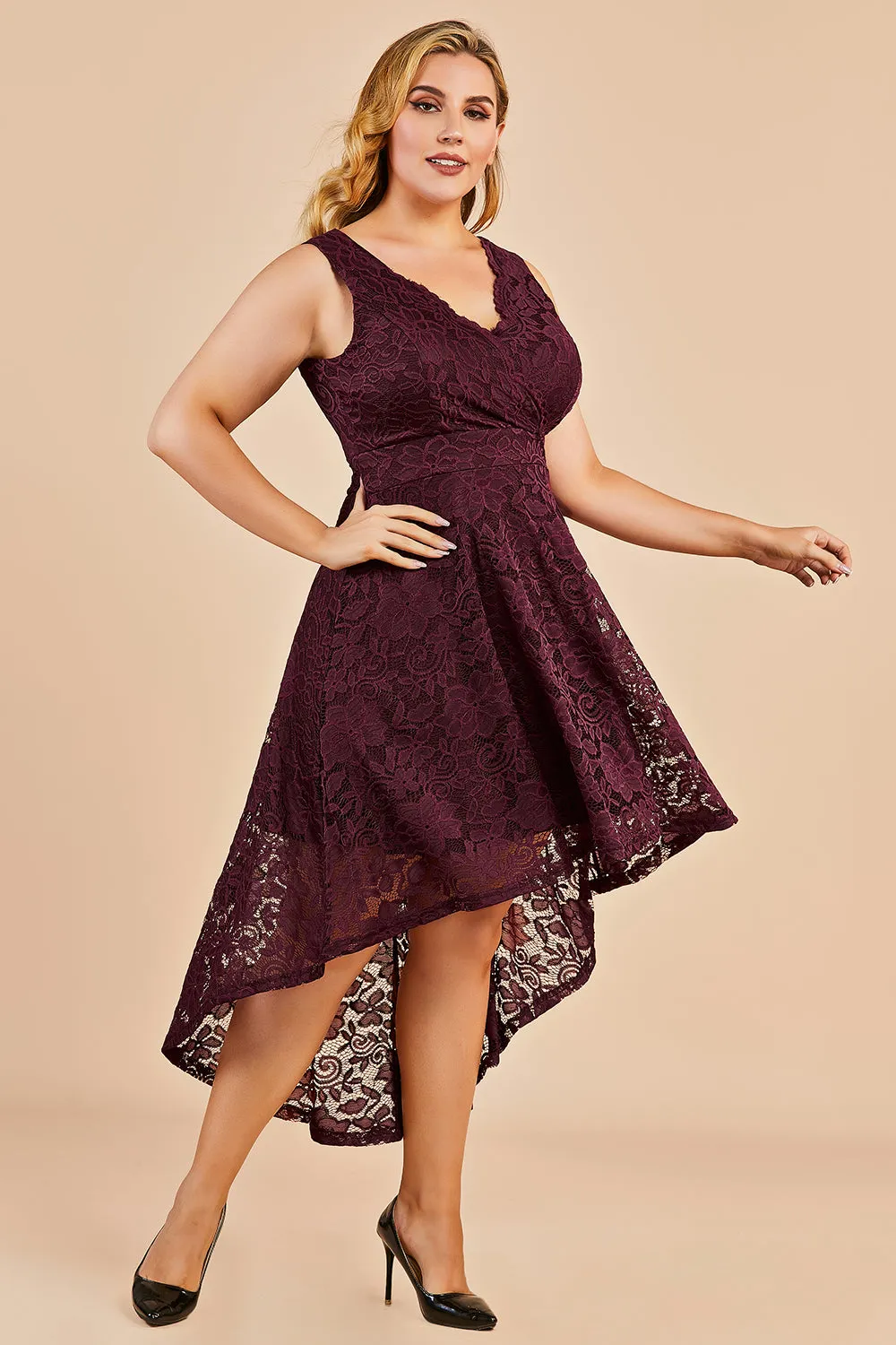 High Low Lace Plus Size Dress sold by Zapaka product image thumbnail 4