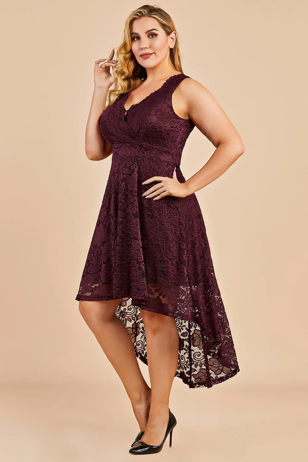 High Low Lace Plus Size Dress sold by Zapaka product image thumbnail 5