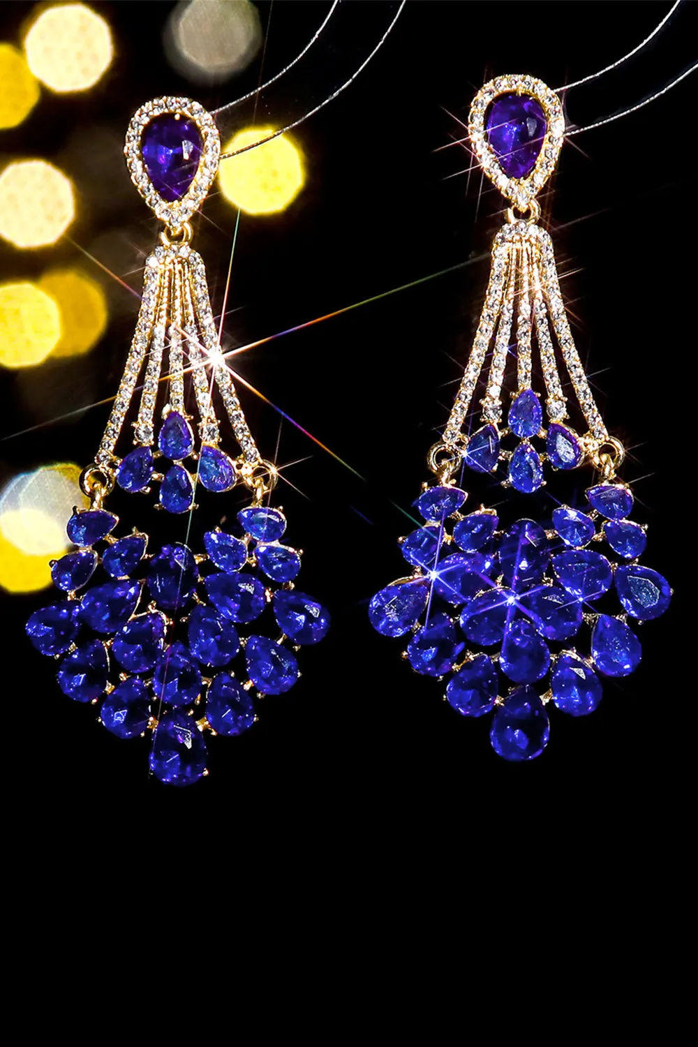 Royal Blue Rhinestone Stud Earrings sold by Zapaka product image thumbnail 2