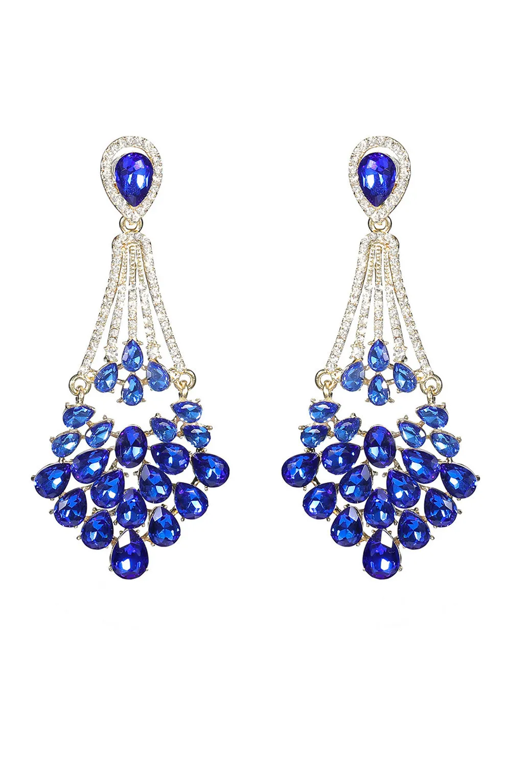 Royal Blue Rhinestone Stud Earrings sold by Zapaka product image thumbnail 3