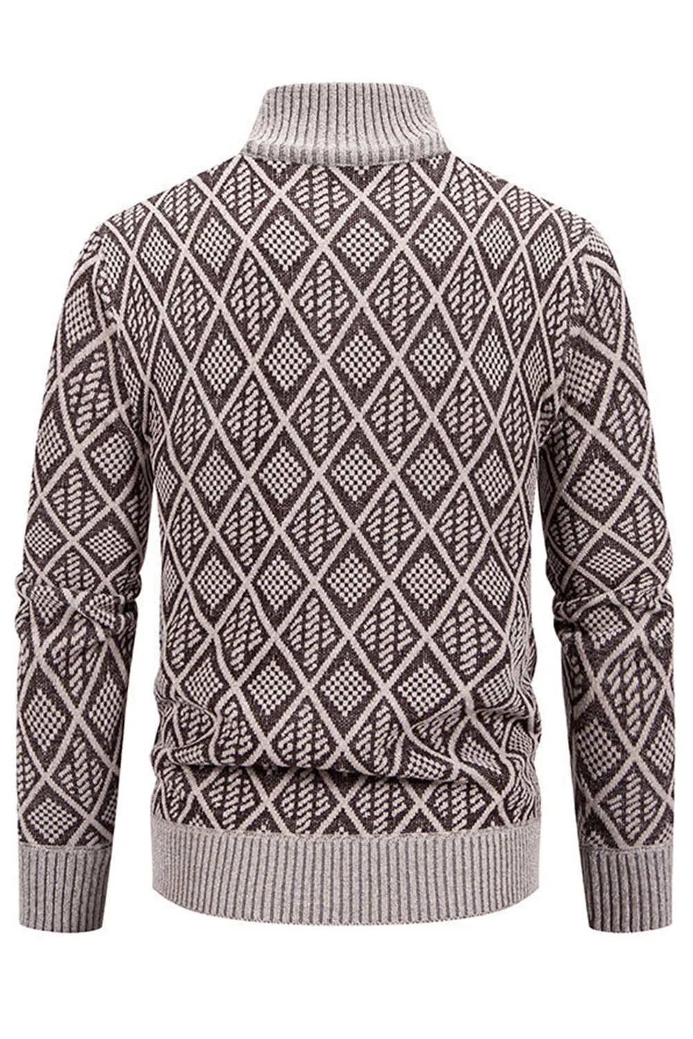 Men's Jacquard Plus Velvet Casual Stand Collar Cardigan Jacket sold by Zapaka product image thumbnail 2