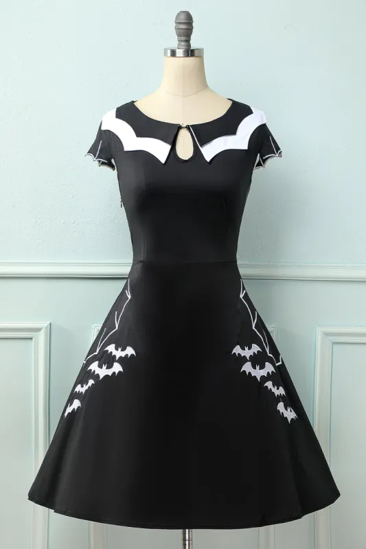 Black 1950S Bat Cape Swing Dress sold by Zapaka
