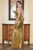 One Shoulder Gold Sequin Prom Dress with Slit sold by Zapaka