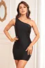 Sheath One Shoulder Black Short Homecoming Dress with Beading sold by Zapaka