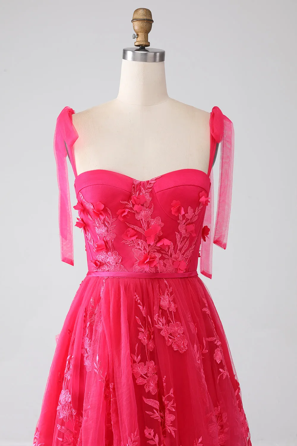A-Line Spaghetti Straps Fuchsia Long Prom Dress with Slit sold by Zapaka product image thumbnail 4