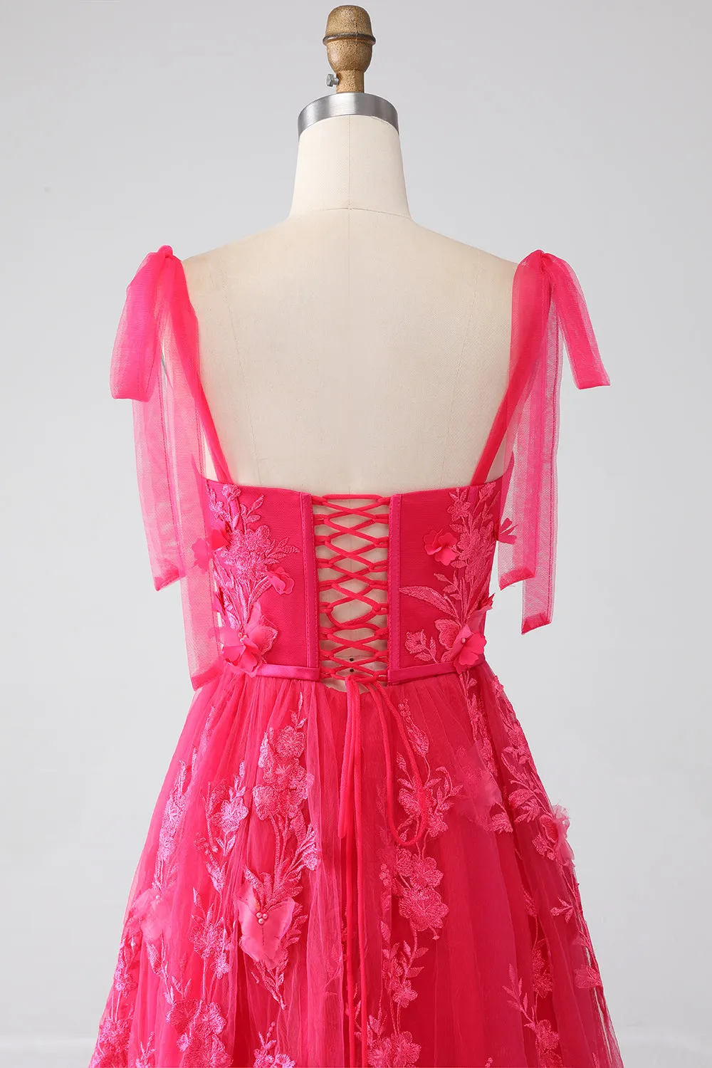 A-Line Spaghetti Straps Fuchsia Long Prom Dress with Slit sold by Zapaka product image thumbnail 5