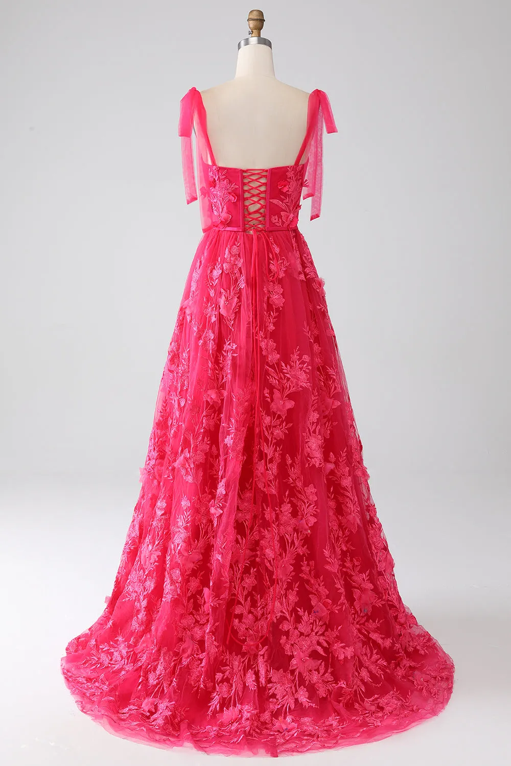 A-Line Spaghetti Straps Fuchsia Long Prom Dress with Slit sold by Zapaka product image thumbnail 2