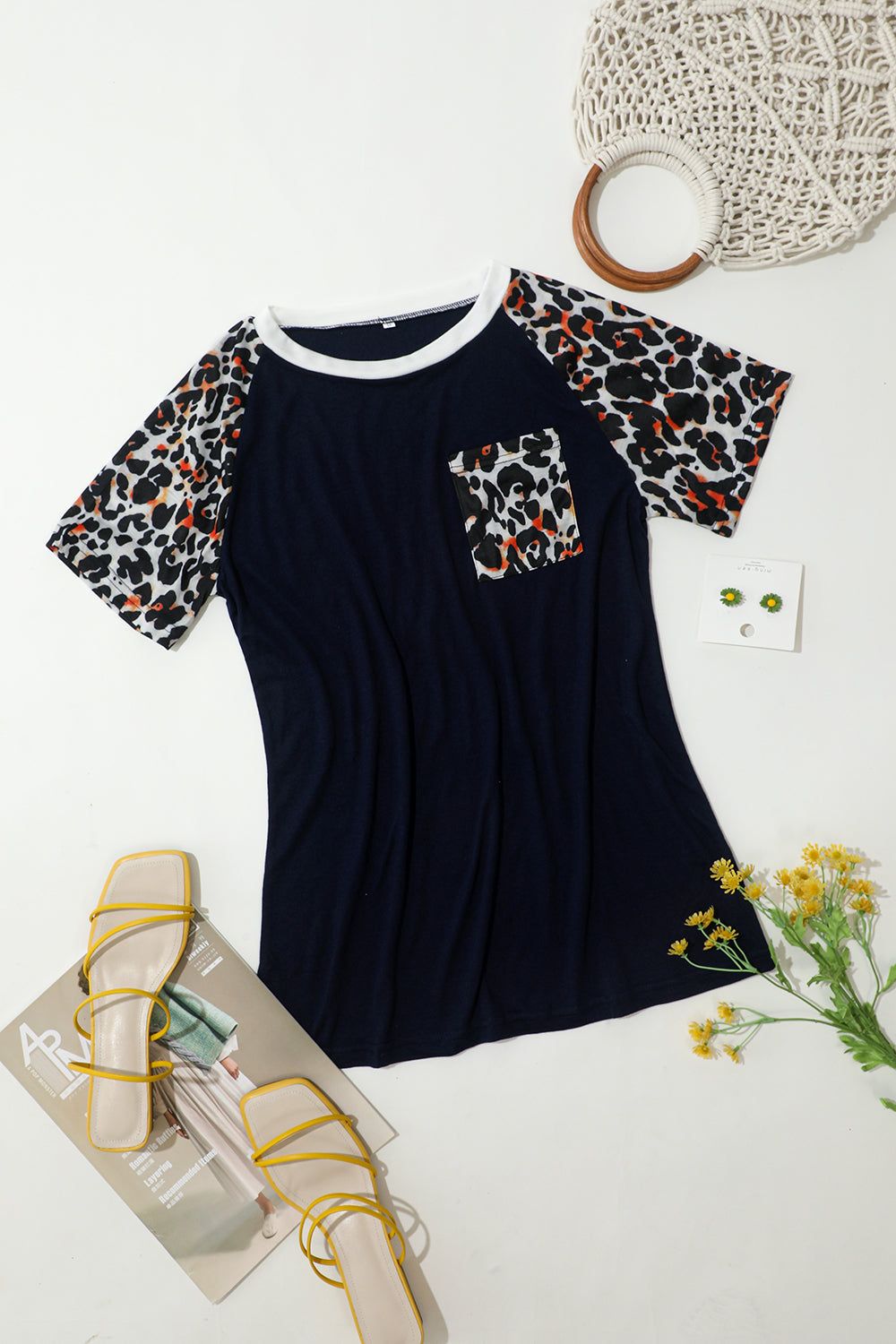 Round Neck Leopard Print T-Shirt sold by Zapaka product image thumbnail 3