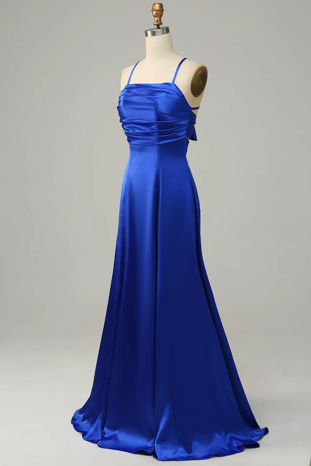 Royal Blue Halter A Line Long Bridesmaid Dress sold by Zapaka product image thumbnail 3