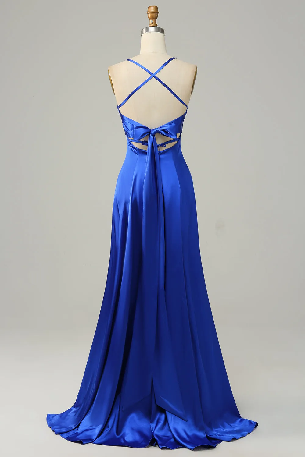 Royal Blue Halter A Line Long Bridesmaid Dress sold by Zapaka product image thumbnail 2