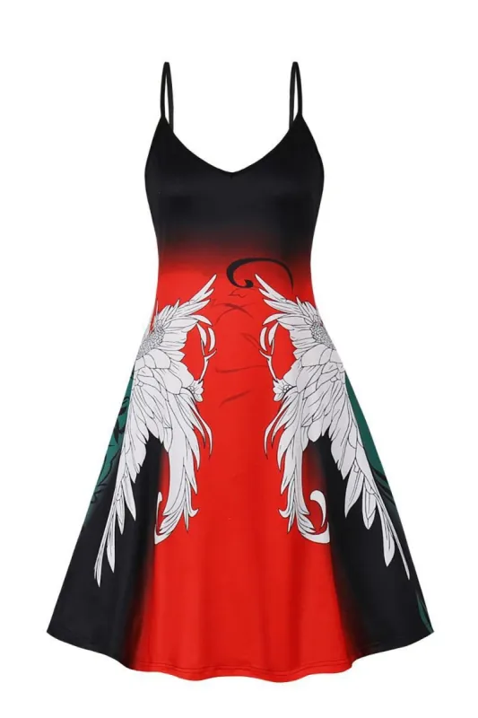 Halloween Spaghetti Straps Black Red Vintage Dress sold by Zapaka