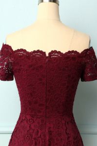 Burgundy Off the Shoulder Dress sold by Zapaka