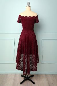 Burgundy Off the Shoulder Dress sold by Zapaka