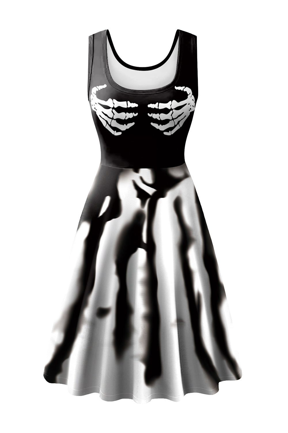 Orange Castle Pattern Halloween Sleeveless A-line Dress sold by Zapaka product image thumbnail 3