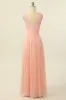 Blush Long Chiffon Lace Bridesmaid Dress sold by Zapaka