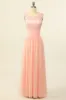 Blush Long Chiffon Lace Bridesmaid Dress sold by Zapaka