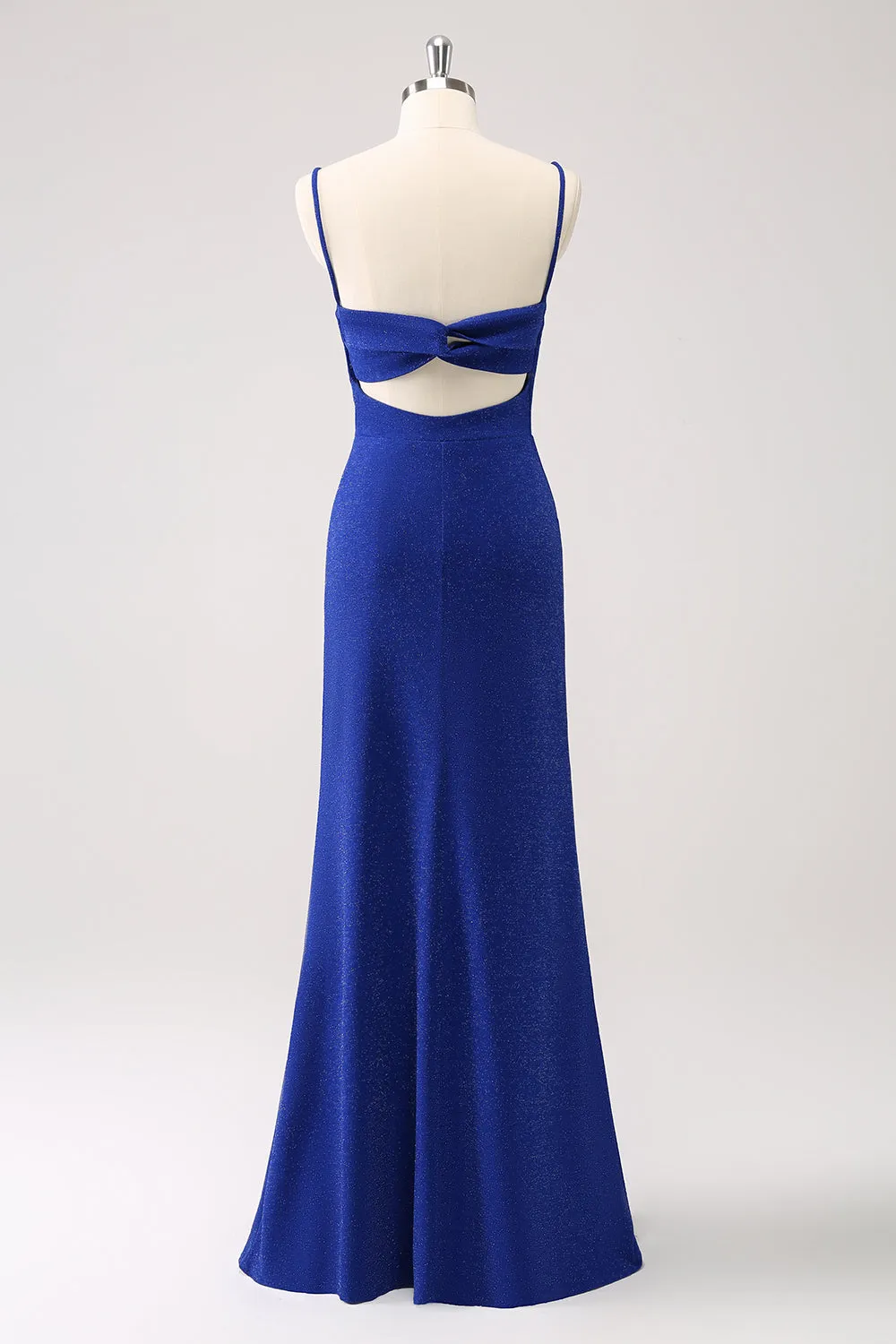 Dark Blue Sparkly Twist Front Mermaid Wedding Guest Dress with Slit sold by Zapaka product image thumbnail 2