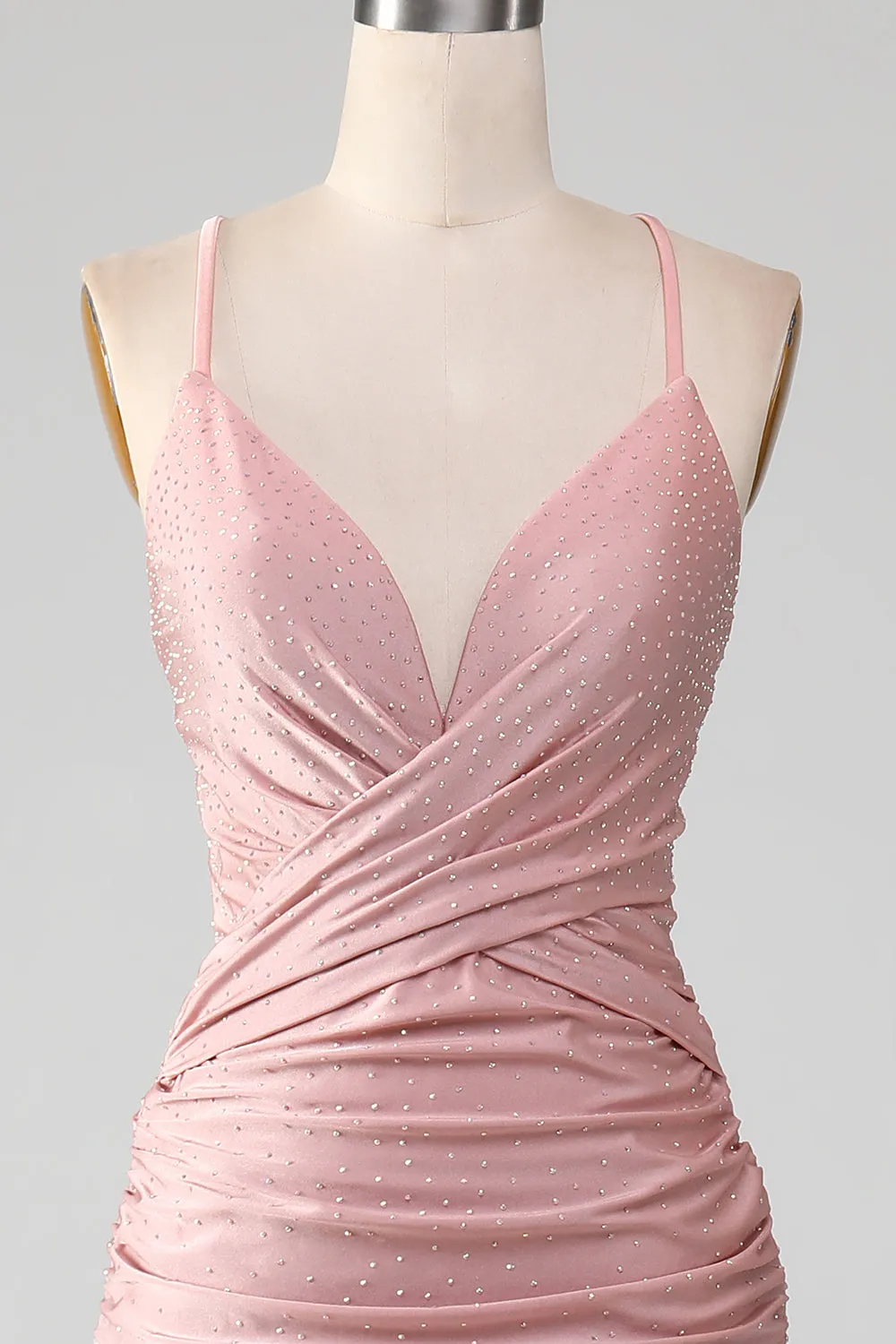 Sparkly Blush Beaded Long Mermaid Prom Dress sold by Zapaka product image thumbnail 4