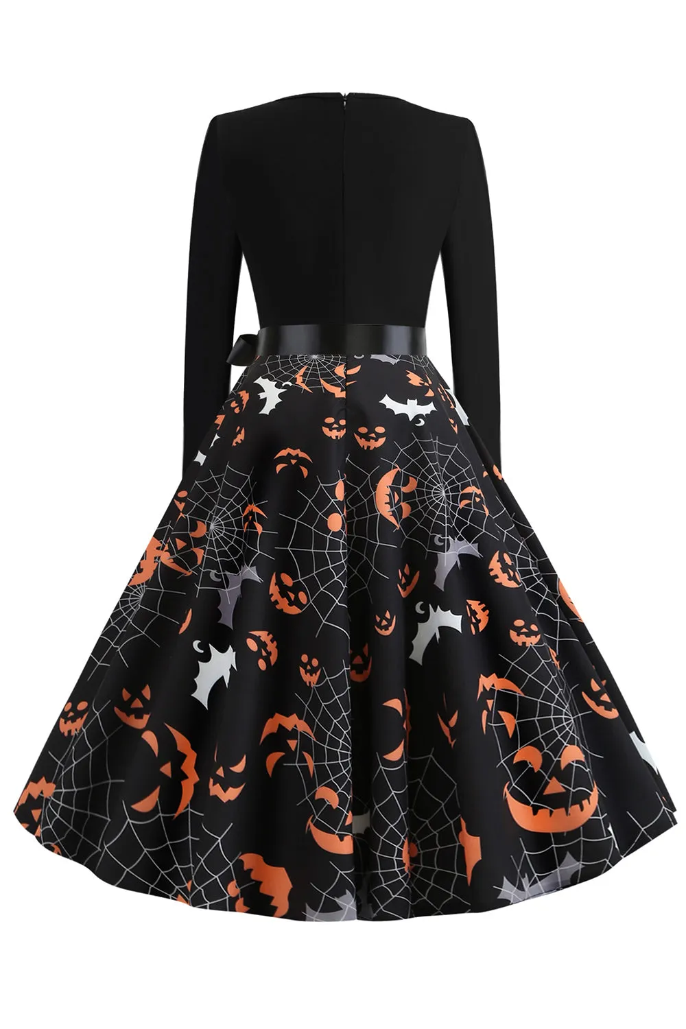 V Neck Black Halloween Vintage Dress with Long Sleeves sold by Zapaka product image thumbnail 2