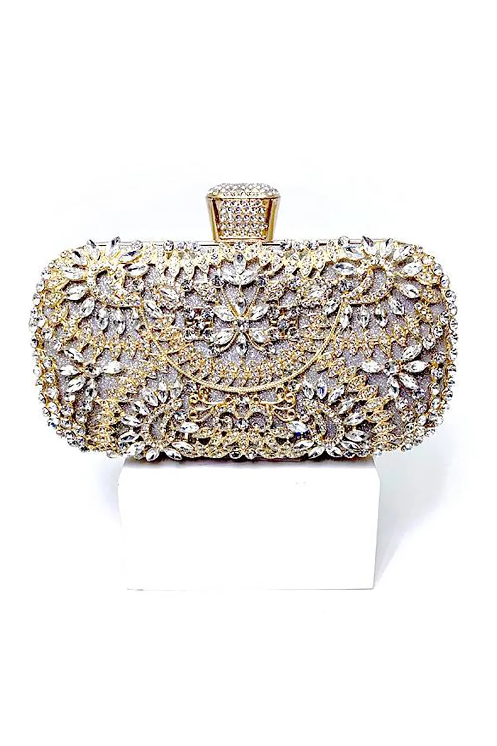 Elegant Filigree Rhinestone Bridal Clutch Luxury Wedding Purse with Detachable Chain sold by Zapaka product image thumbnail 2