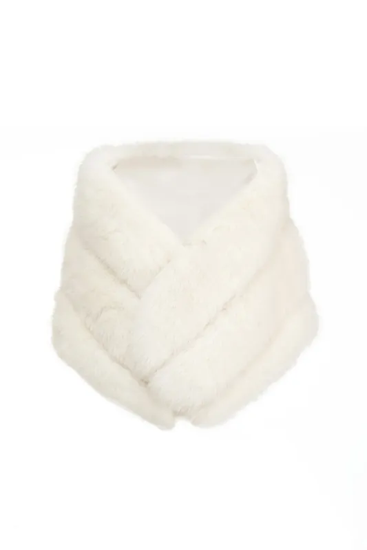 White Faux Fur Wrap sold by Zapaka