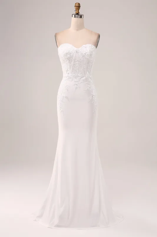 Ivory Strapless Mermaid Wedding Dress sold by Zapaka