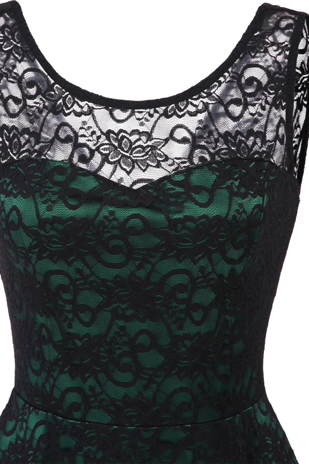Vintage Elegant Dark Green Lace Dress sold by Zapaka product image thumbnail 3