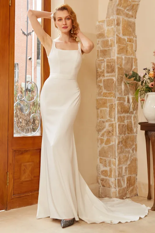 White Wedding Dress With Sweep Train sold by Zapaka