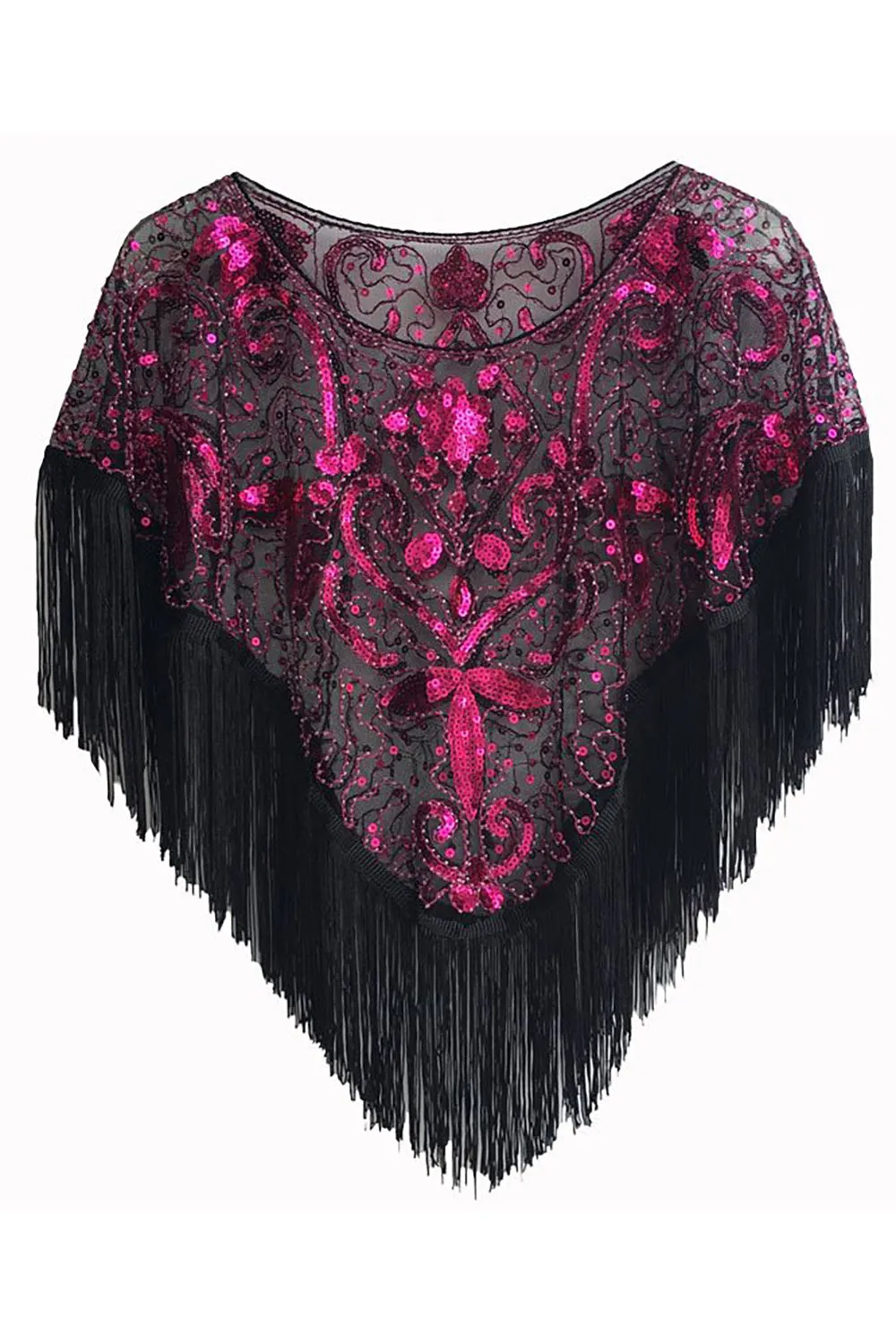 Sequined Black Golden 1920s Cape With Fringes sold by Zapaka product image thumbnail 4