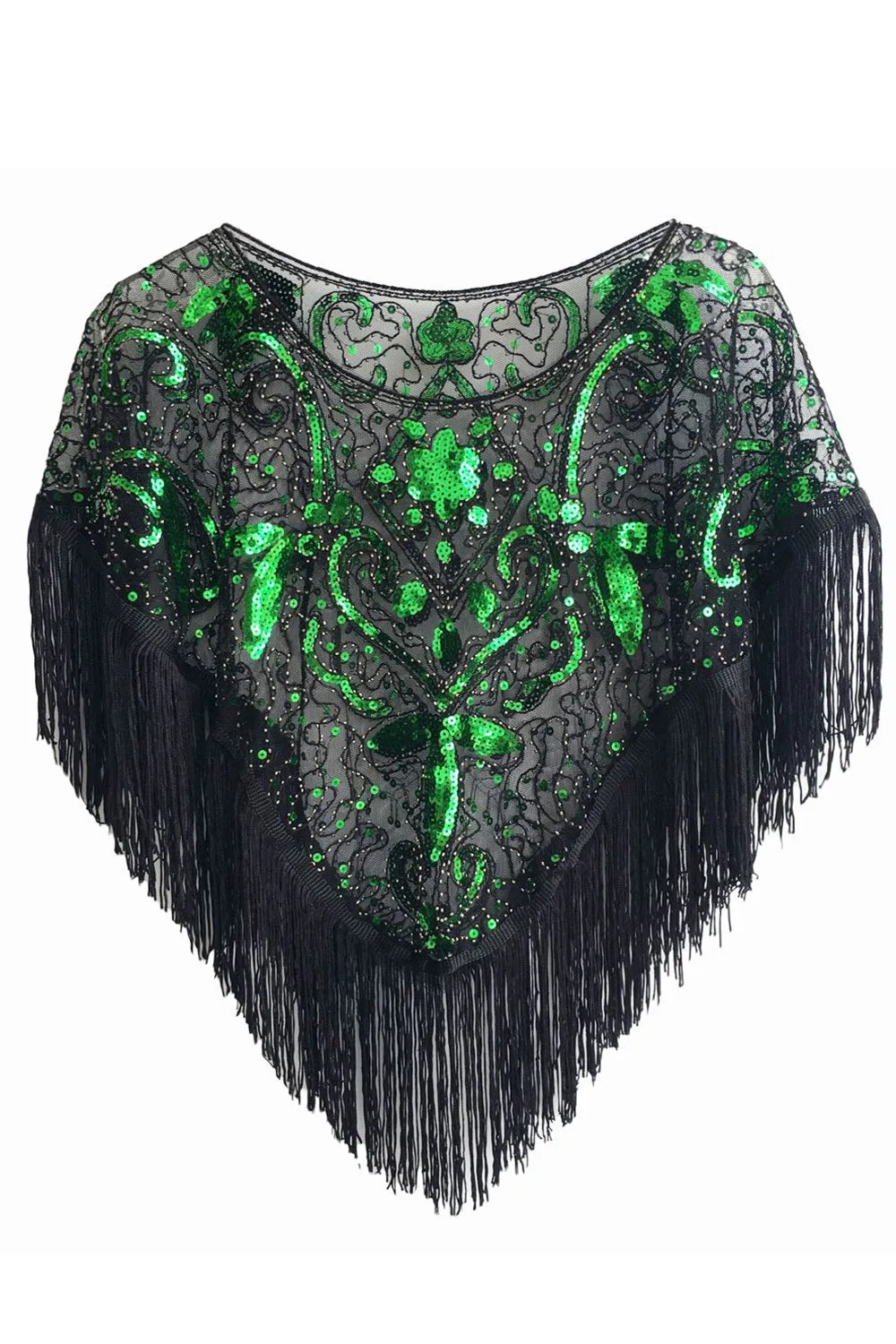 Sequined Black Golden 1920s Cape With Fringes sold by Zapaka product image thumbnail 5