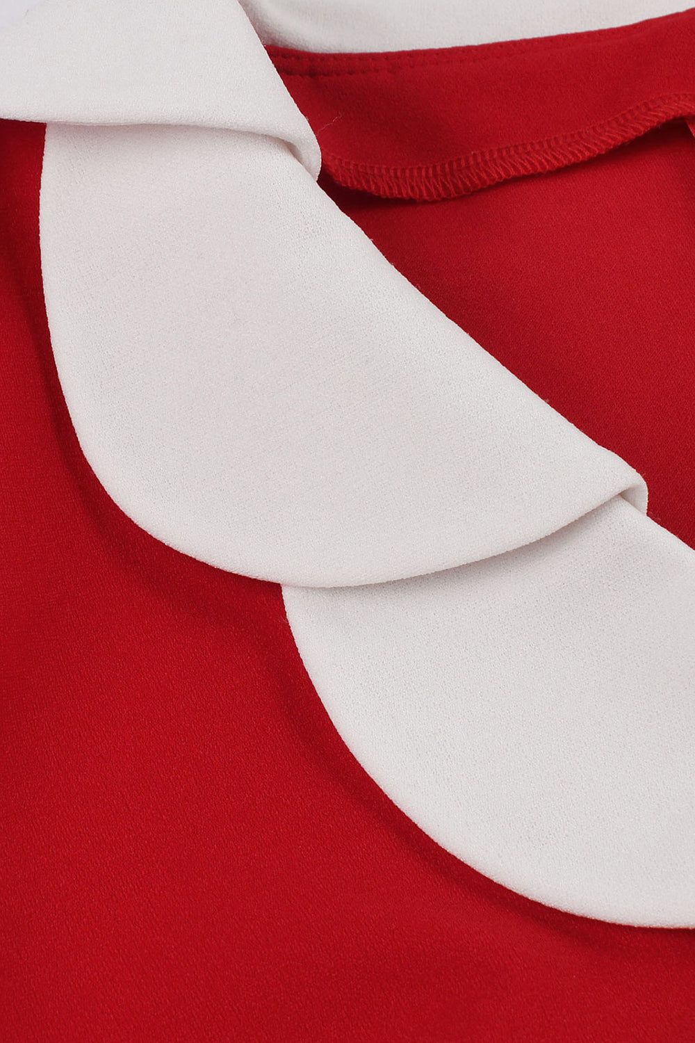 Red Lapel Neck 1950s Swing Dress sold by Zapaka product image thumbnail 3